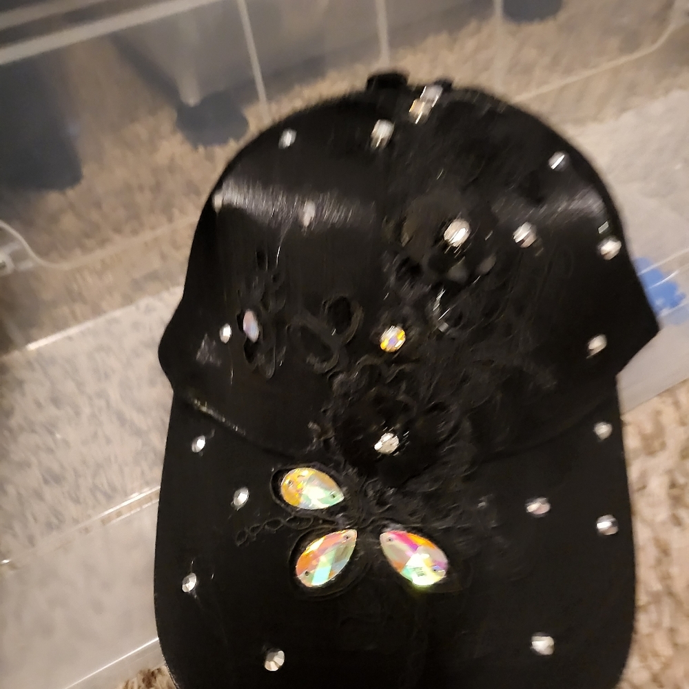 Cap Baseball Rhinestone Black NWT - Picture 2 of 4